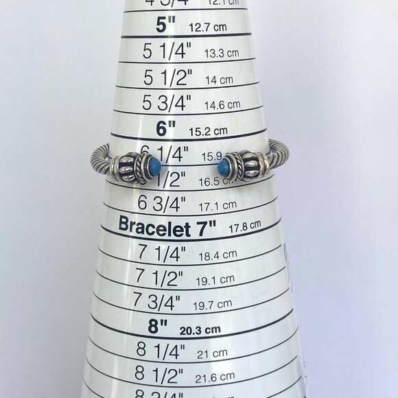 Sterling Silver 925 Mexico Chunky Blue Sodalite Twisted Rope Cuff Bracelet 6.25" - Picture 9 of 16